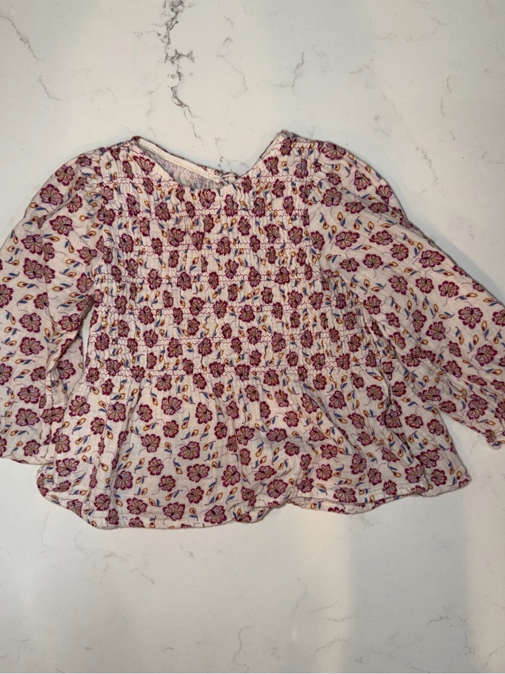Girls' Floral Long-Sleeve Peasant Top - Pink Floraly